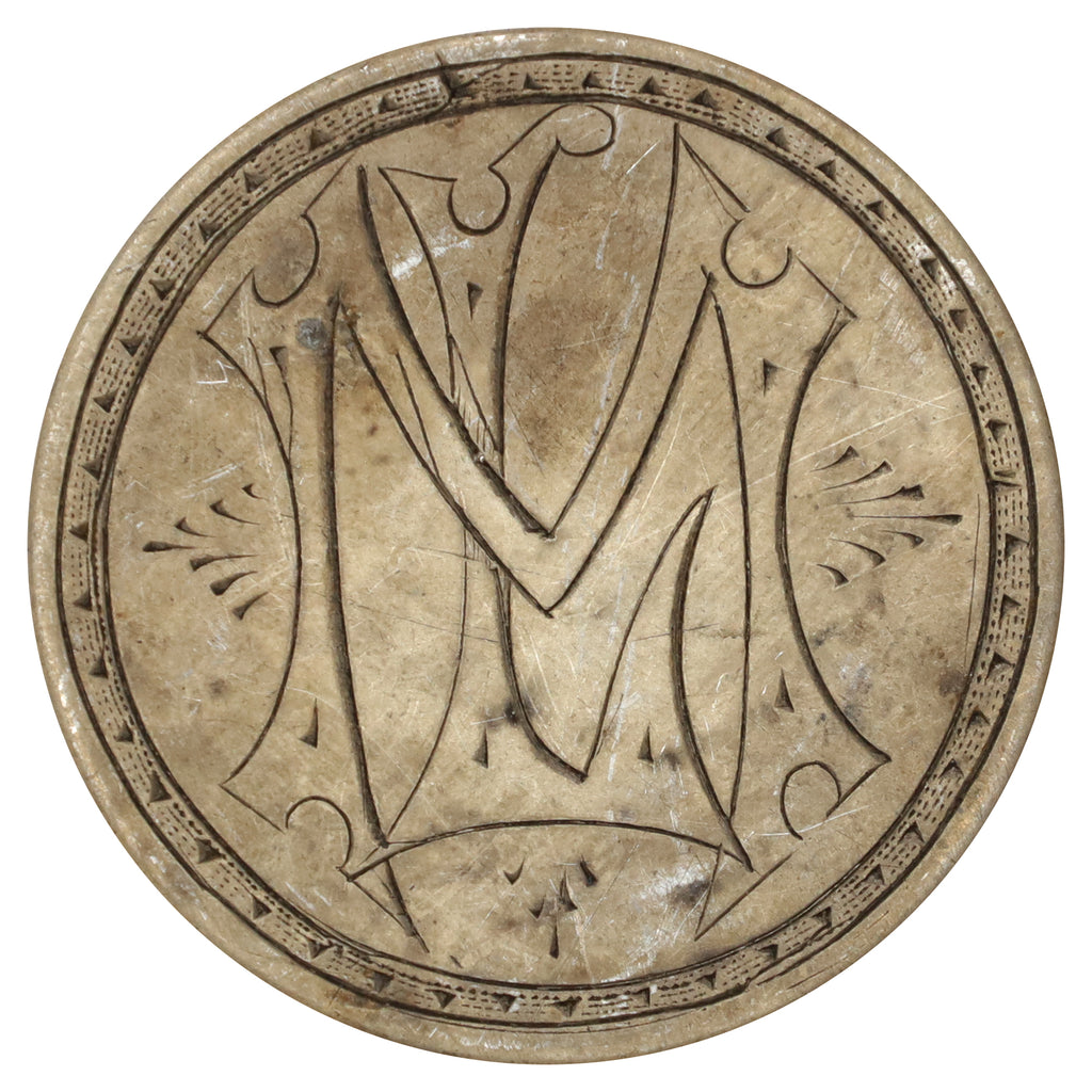 Love Token Struck on Victorian Silver 50-cent Coin: Initials "ML"