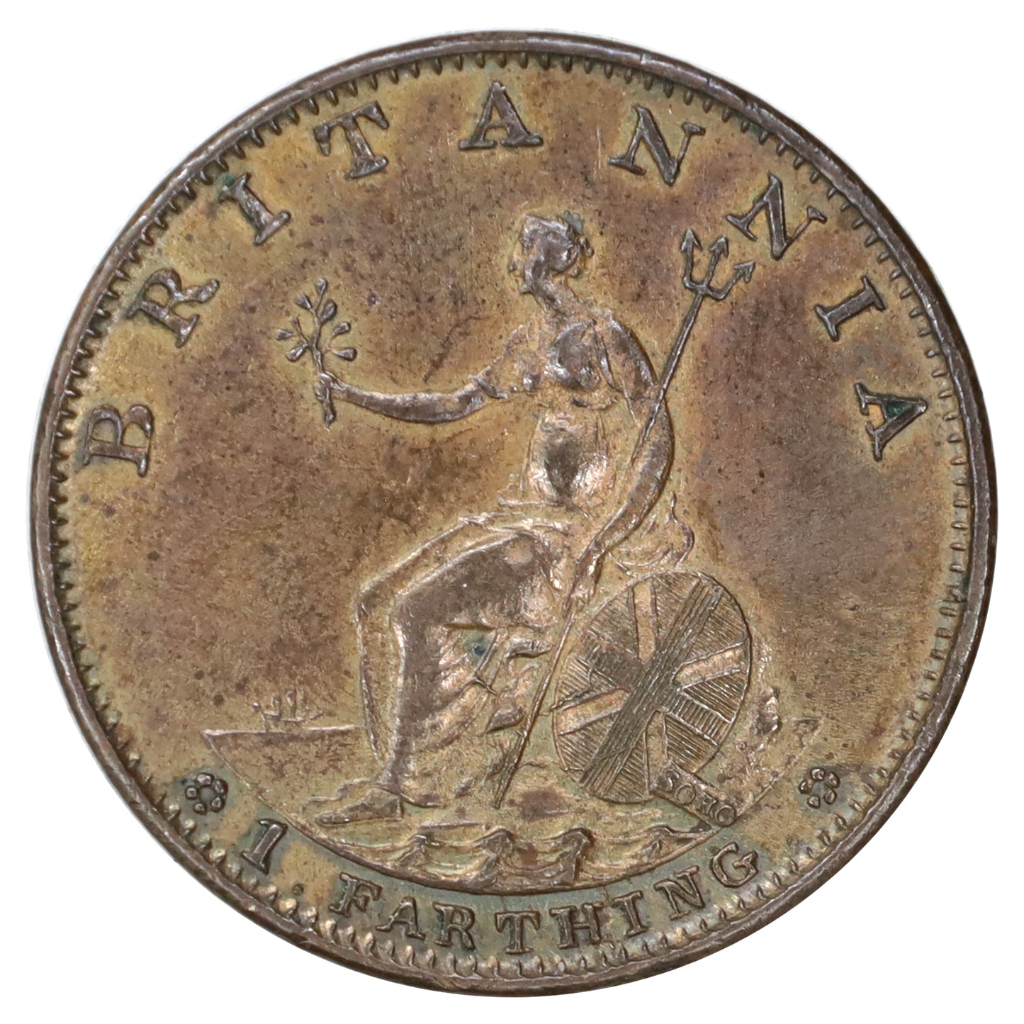 Great Britain 1799 George III Farthing AU-UNC (AU55) Toned