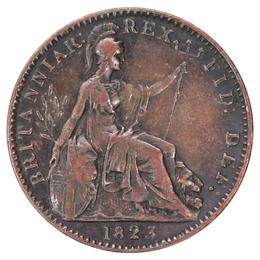 Great Britain 1823 George IV Farthing Extra Fine (EF40) Toned