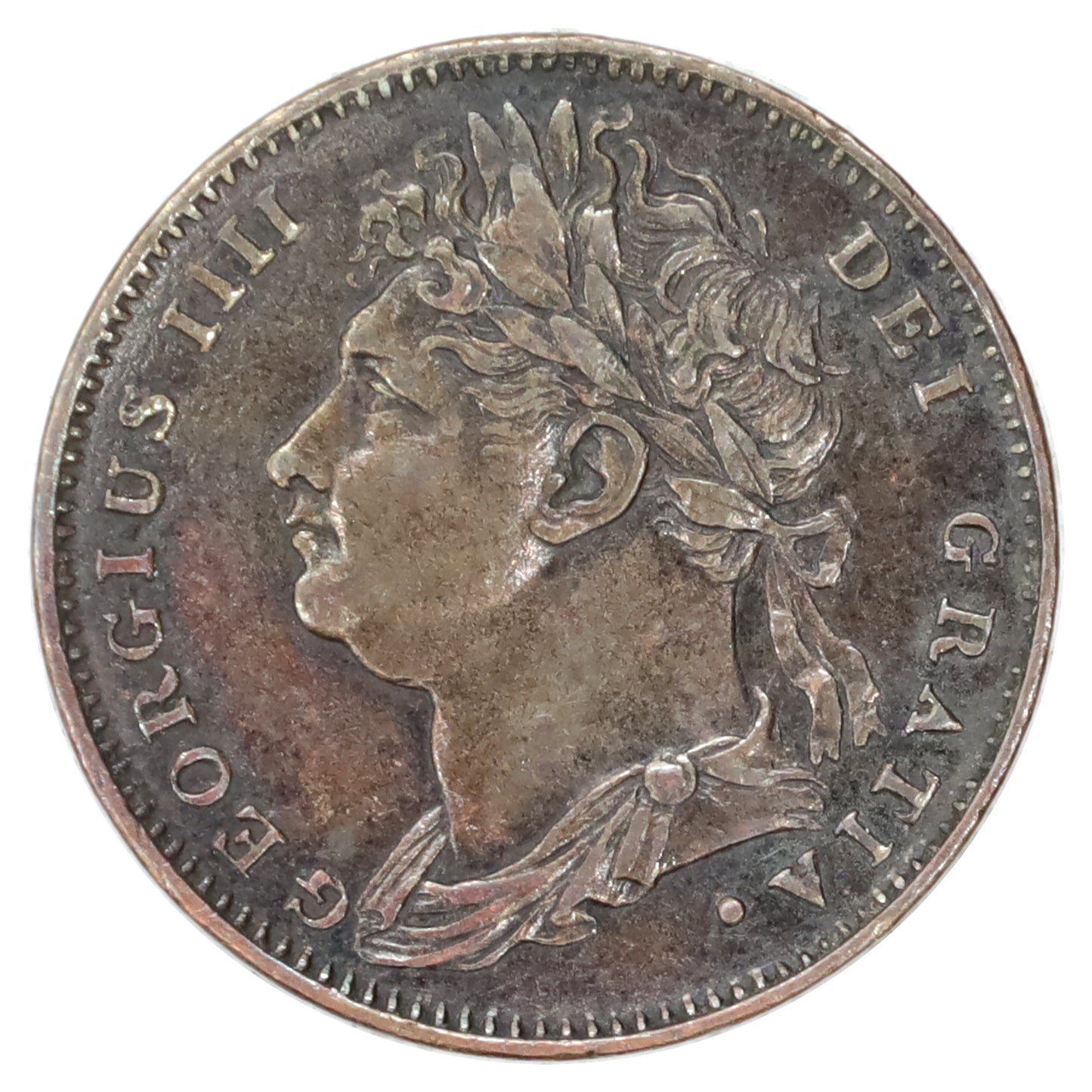 Great Britain 1823 George IV Farthing Extra Fine (EF40) Toned