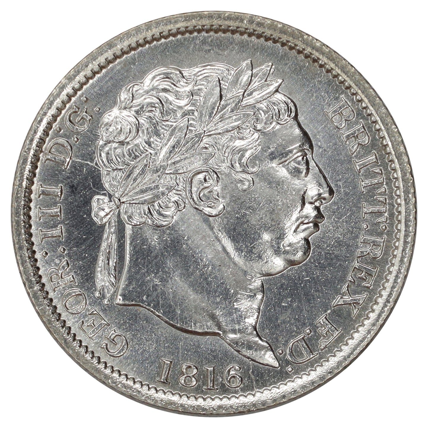 Great Britain 1816 George III Shilling Brilliant Uncirculated (MS63) Cleaned