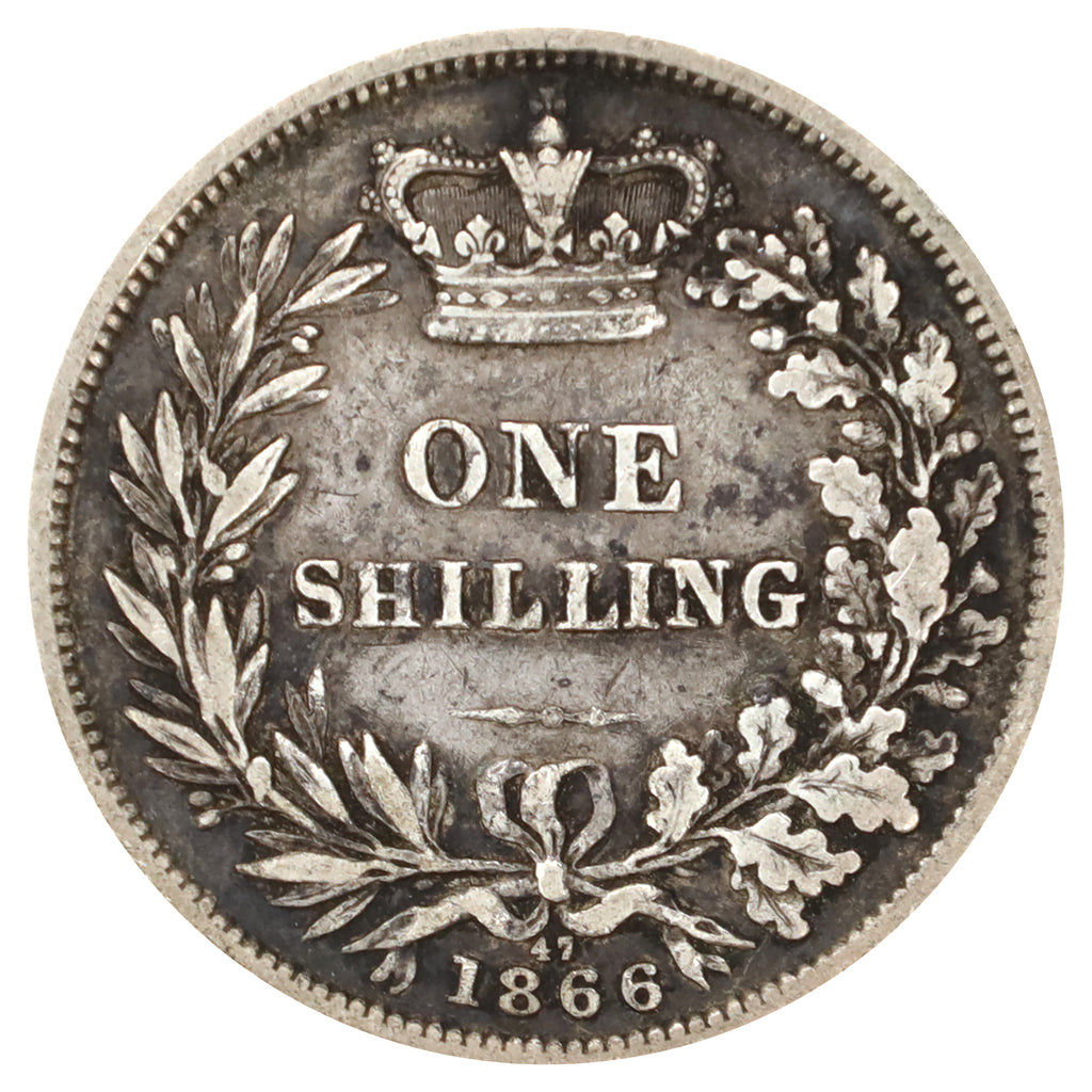 Great Britain 1866 Shilling Fine (F12) Toned