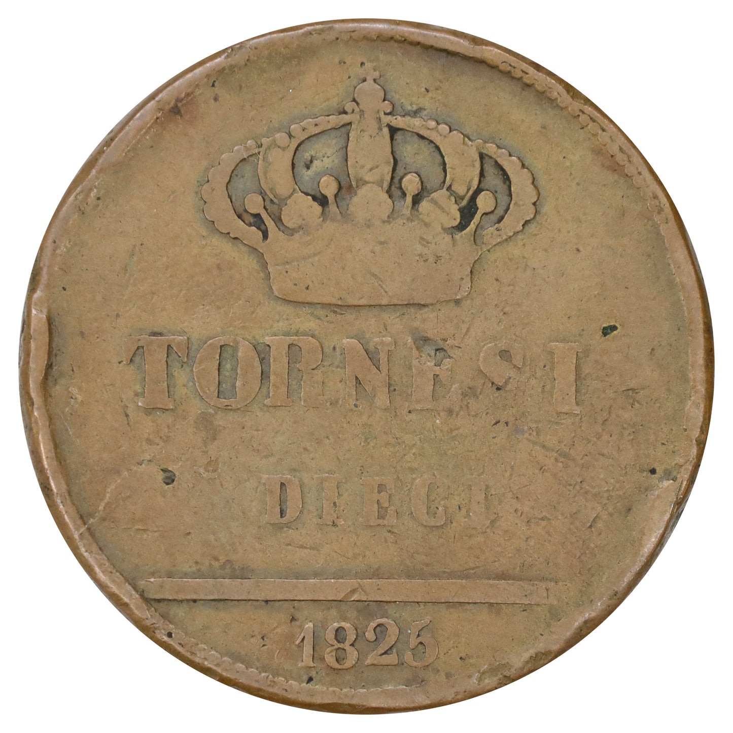 Italy 1825 Kingdom of Two Sicilies 10 Tornesi (DOD)