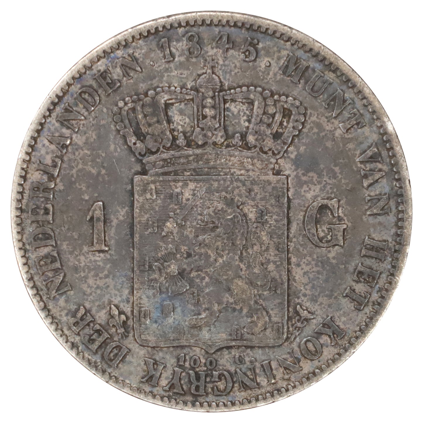 Netherlands 1845 William II Silver Gulden (DOD)