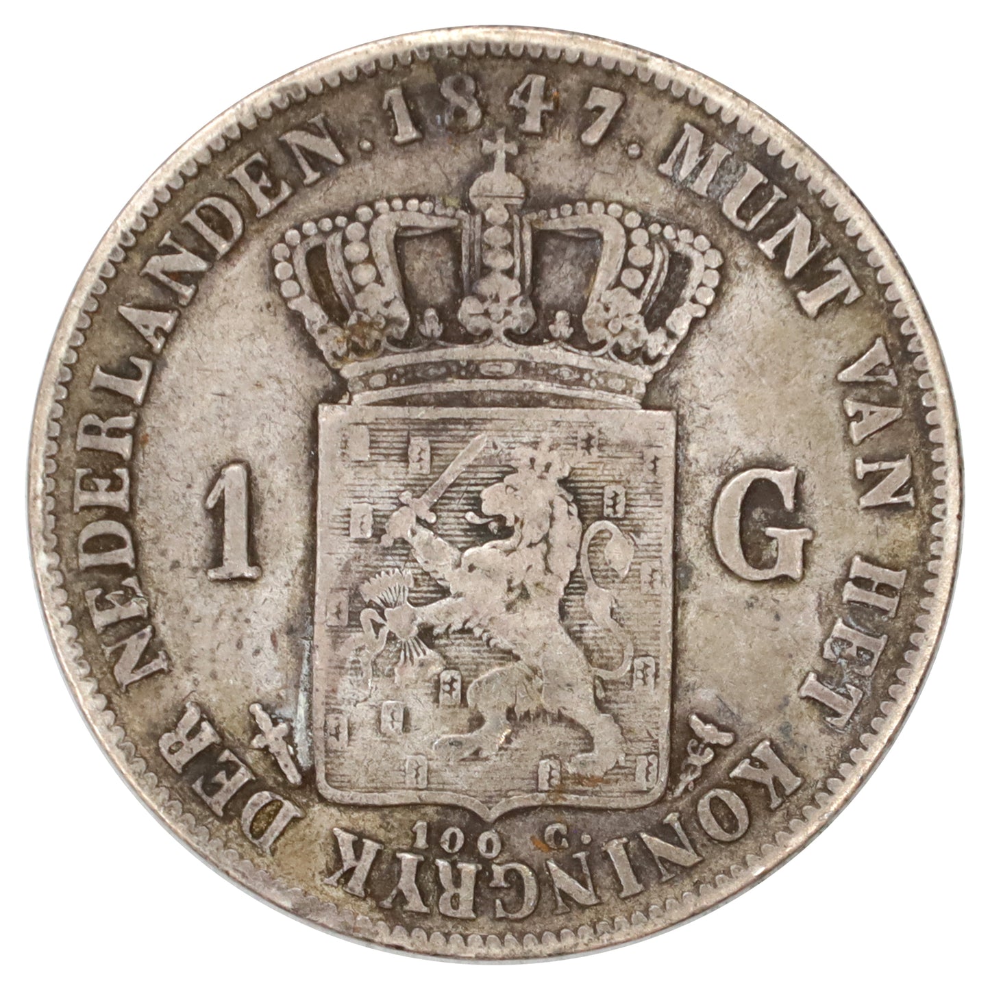 Netherlands 1847 William II Silver Gulden (DOD)