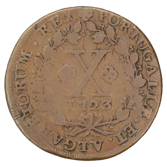 Portugal 1723 John V 10 Reis Fine (F12) Impaired