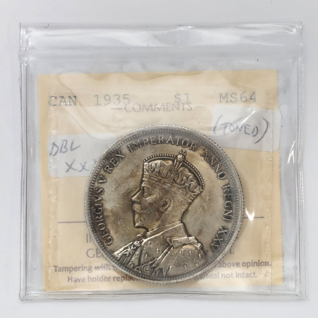 1935 2x XXV Canada Dollar ICCS Certified MS64 (Toned)