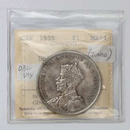 1935 Double Voyageur Canada Dollar ICCS Certified MS64 (Toned)