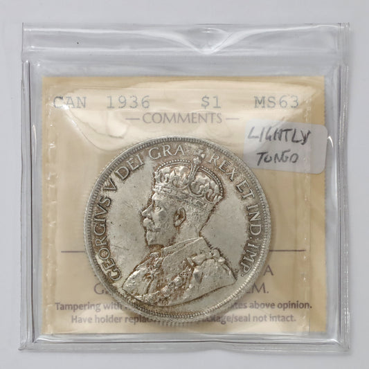 1936 Canada Dollar ICCS Certified MS63 (Lightly Toned)