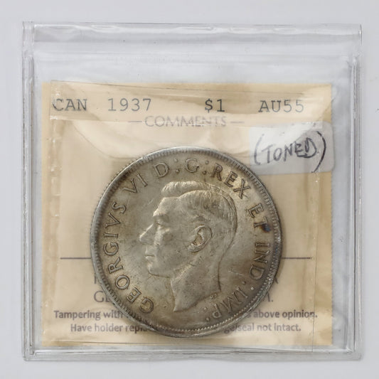 1937 Canada Dollar ICCS Certified AU55 (Toned)