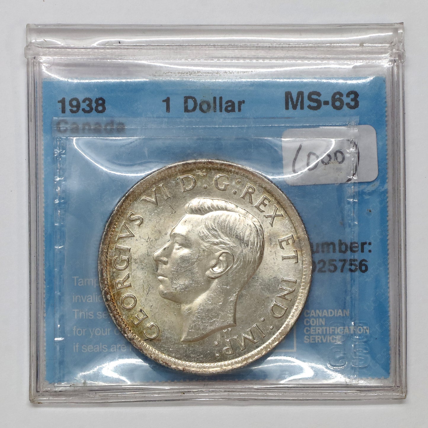 1938 Canada Dollar CCCS Certified MS63 (DOD)