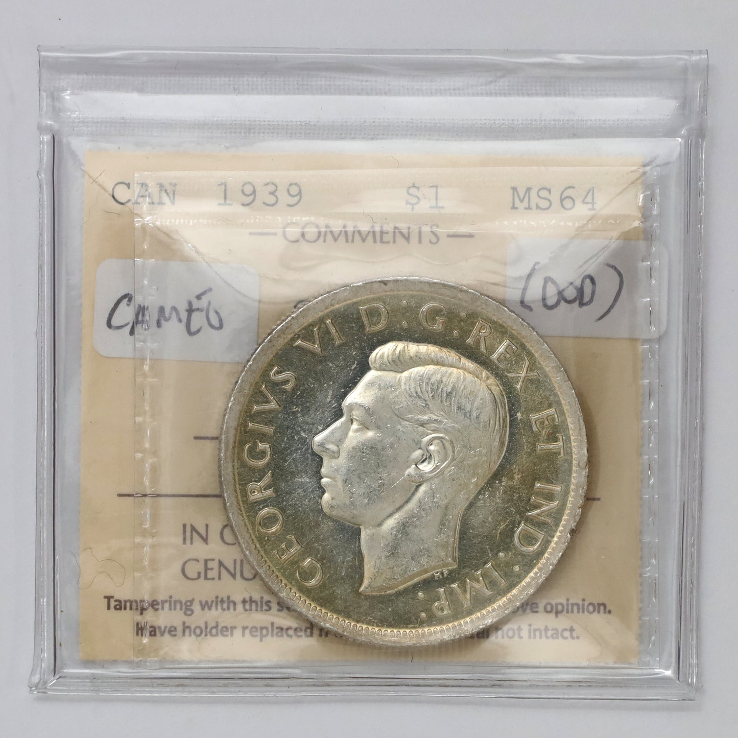 1939 Canada Dollar ICCS Certified MS64 Cameo (DOD)