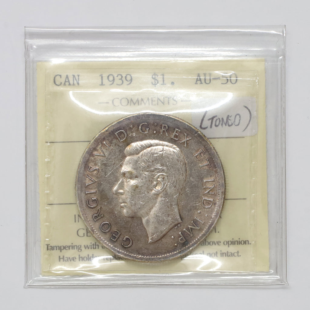 1939 Canada Dollar ICCS Certified AU50 (Toned)
