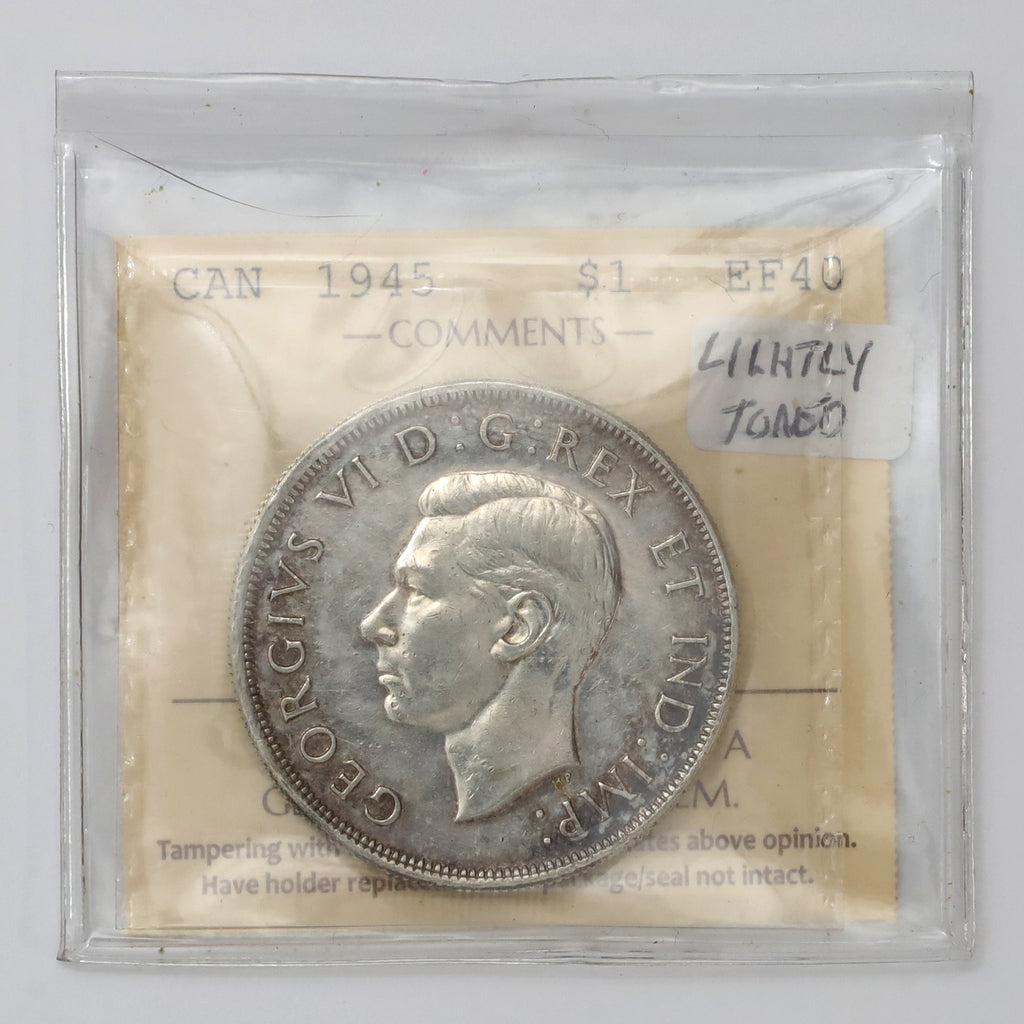 1945 Canada Dollar ICCS Certified EF40 (Toned)