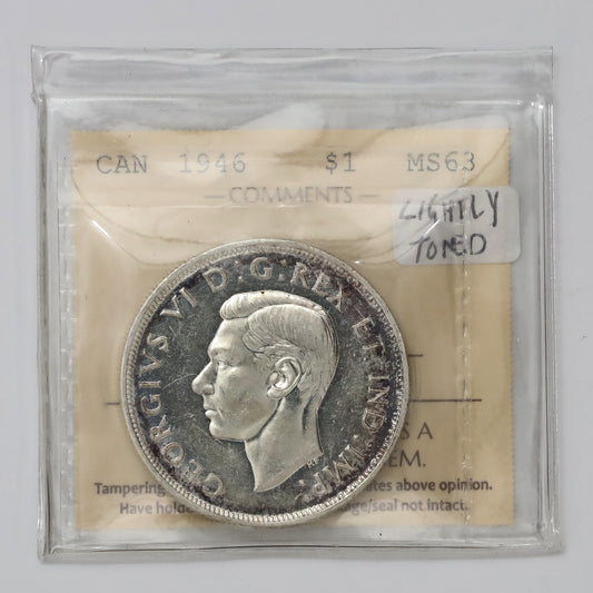 1946 Canada Dollar ICCS Certified MS63 (Lightly Toned)