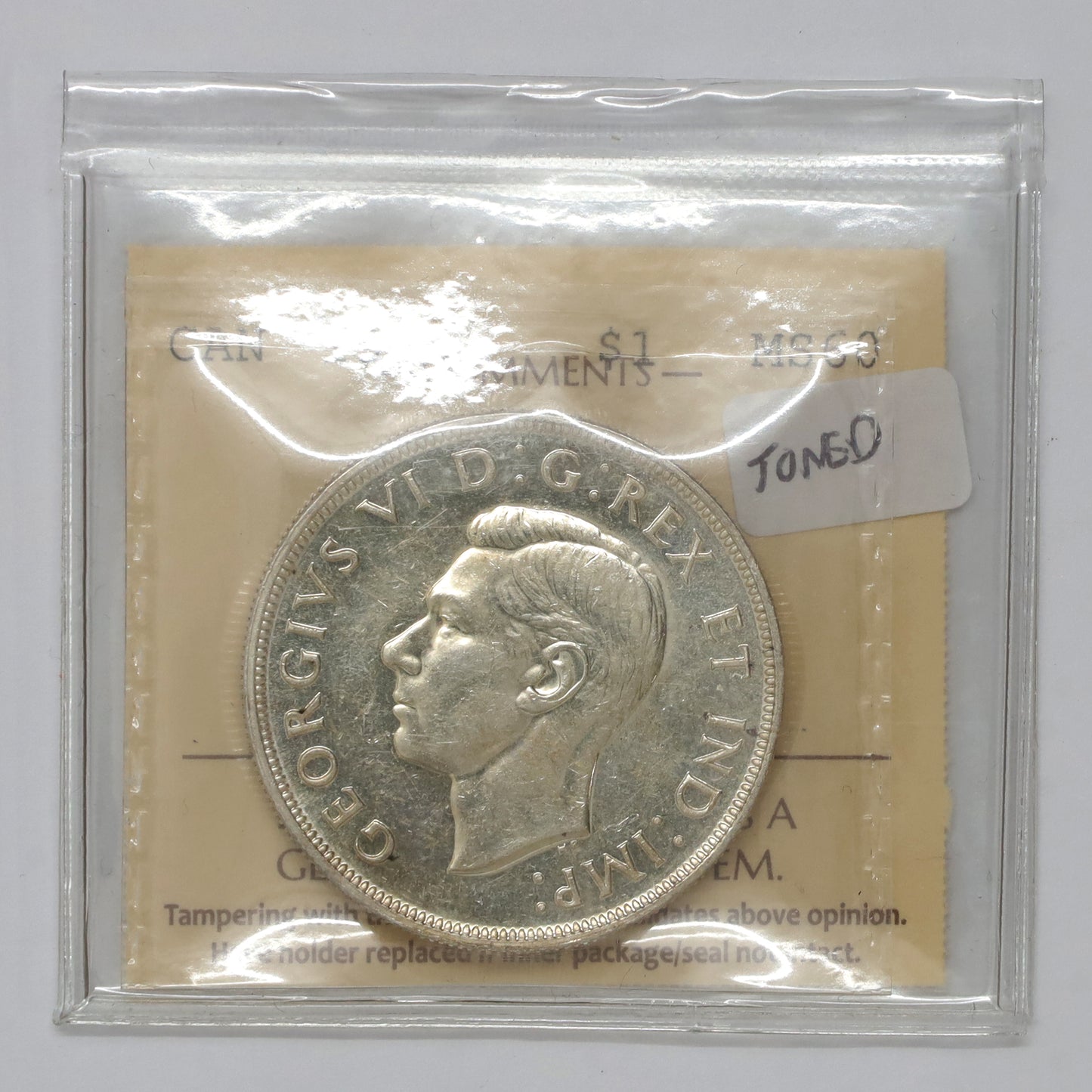 1946 Canada Dollar ICCS Certified MS60 (Toned)