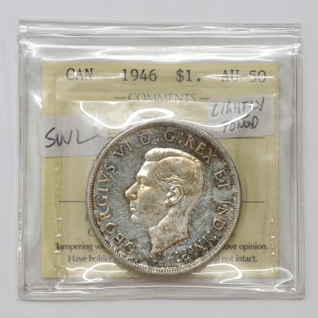 1946 SWL Canada Dollar ICCS Certified AU50 (Lightly Toned)