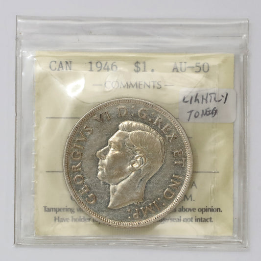 1946 Canada Dollar ICCS Certified AU50 (Lightly Toned)