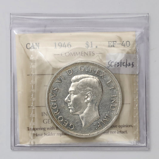 1946 Canada Dollar ICCS Certified EF40 (Scratches)