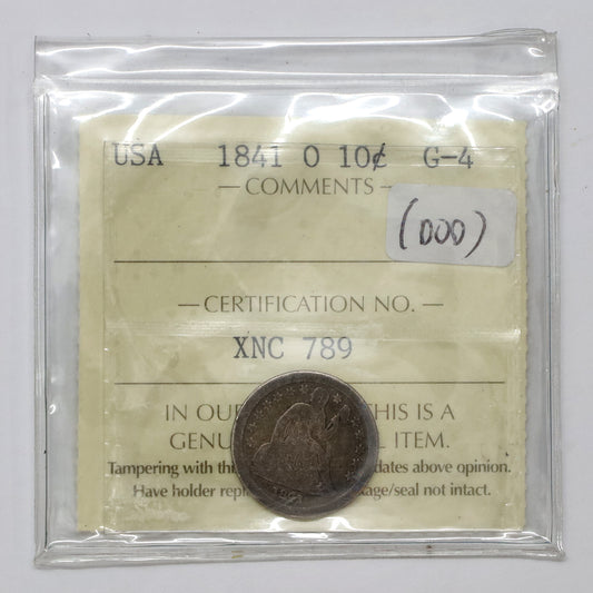 1841 USA Dime ICCS Certified G4 (DOD)