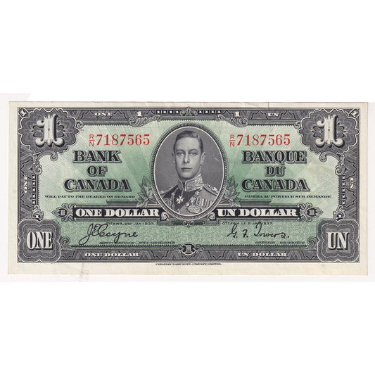 BC-21d 1937 Canada $1 Coyne-Towers R/N, Almost Uncirculated (AU50) tear