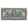 BC-21d 1937 Canada $1 Coyne-Towers, Y/M, Almost Uncirculated (AU50) stain