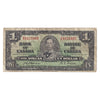 BC-21a 1937 Canada $1 Osborne-Towers, D/A, VG-F (VG10) tear