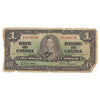 BC-21b 1937 Canada $1 Gordon-Towers, Narrow Panel, H/A, Circulated (DOP)