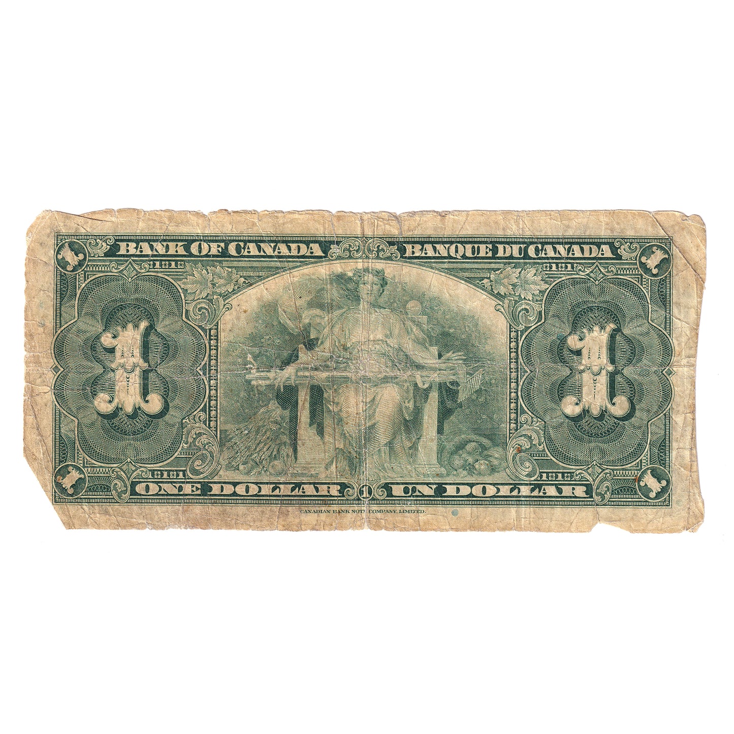 BC-21b 1937 Canada $1 Gordon-Towers, Narrow Panel, H/A, Circulated (DOP)