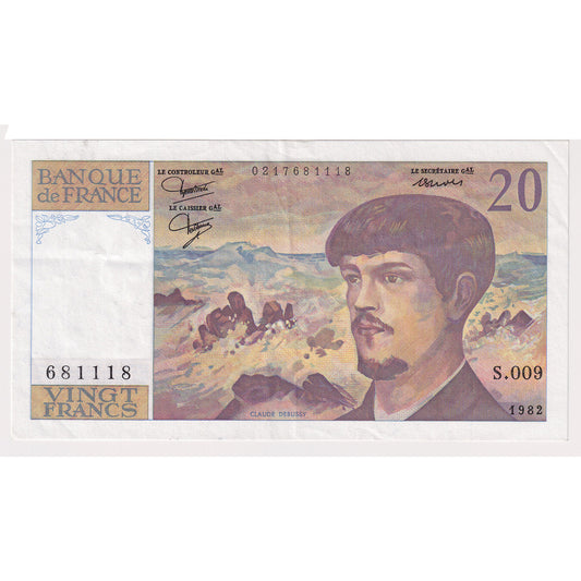 France 1982 20 Franc Note, Pick #151a, Almost Uncirculated