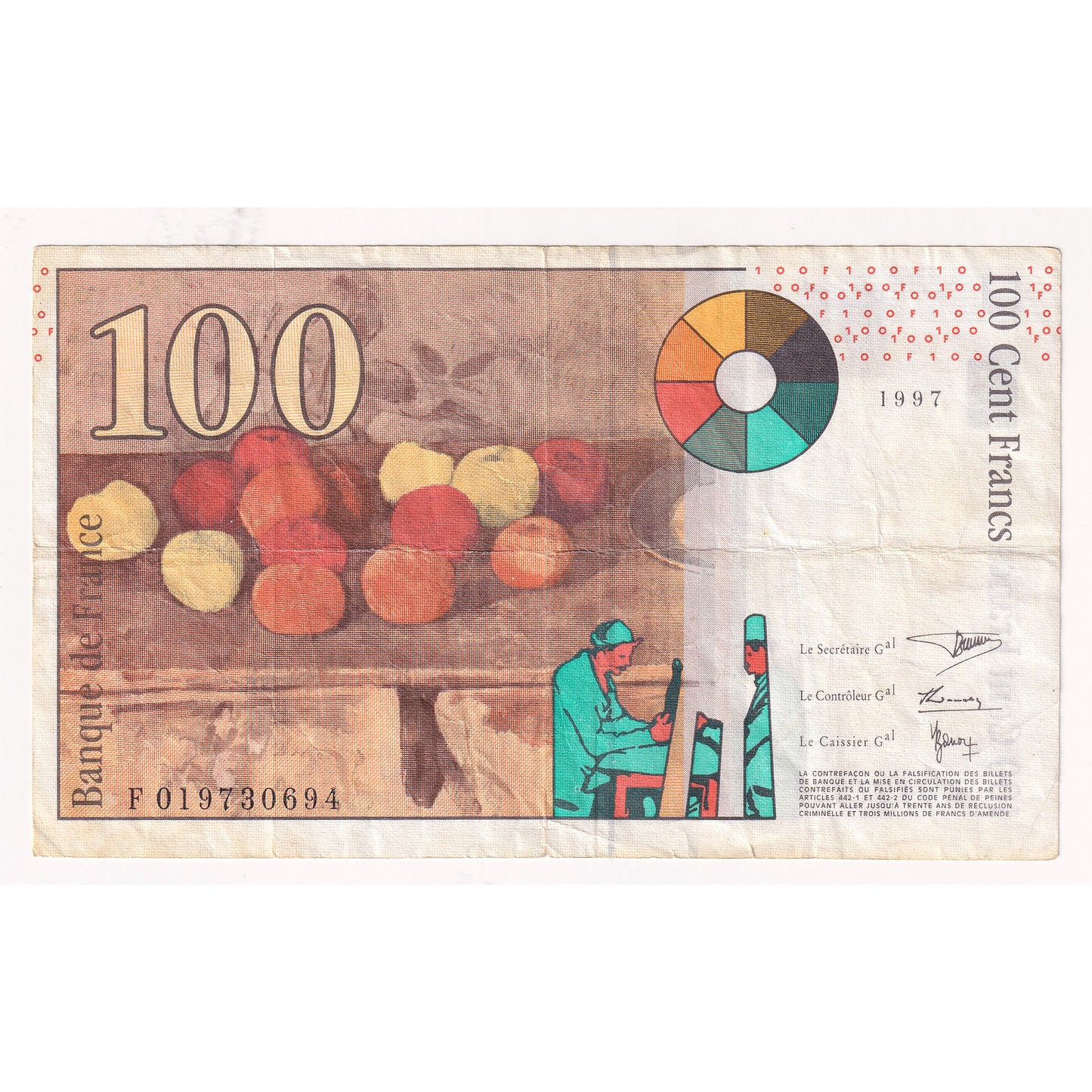 France 1997 100 Franc Note, Pick #158
