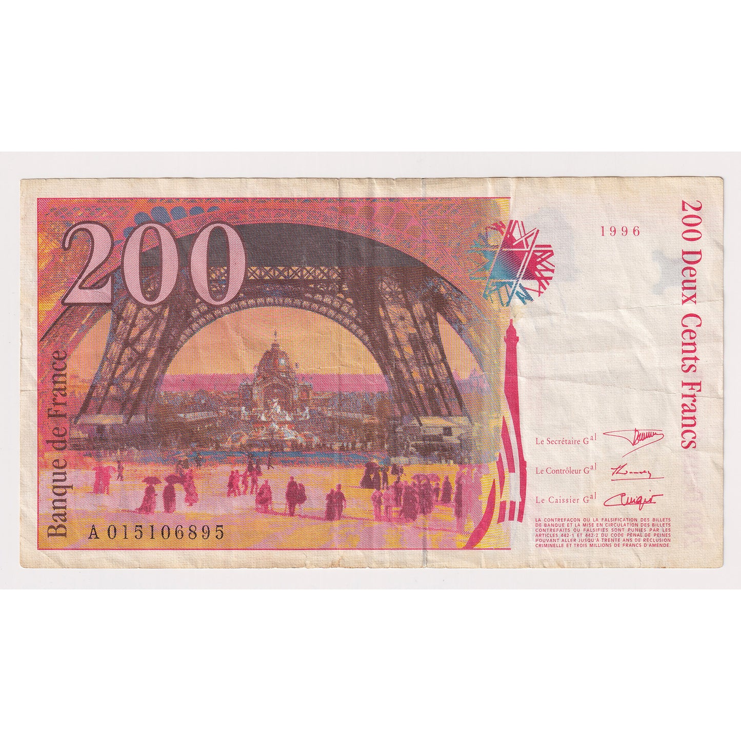 France 1996 200 Franc Note, Pick #159