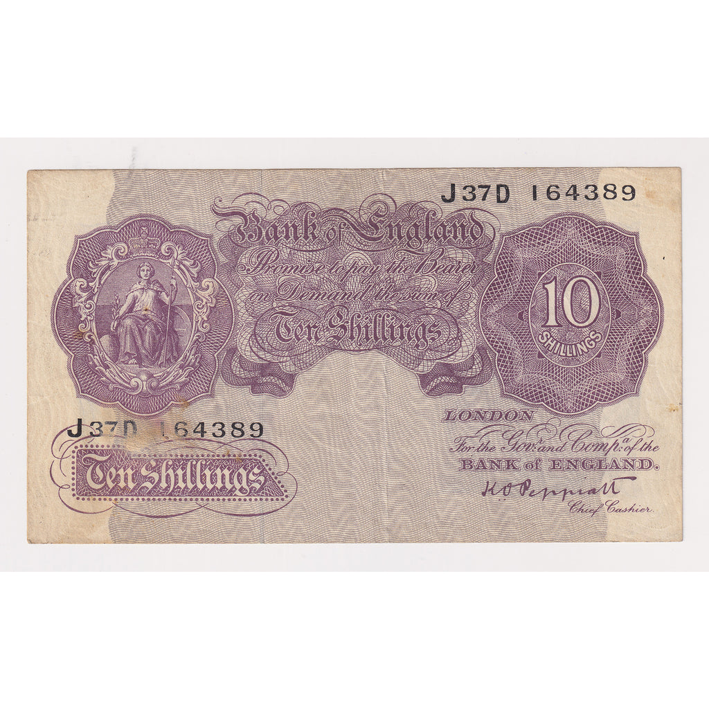 Great Britain Wartime 10 Shilling Note, Pick #366, VF-EF (VF30)