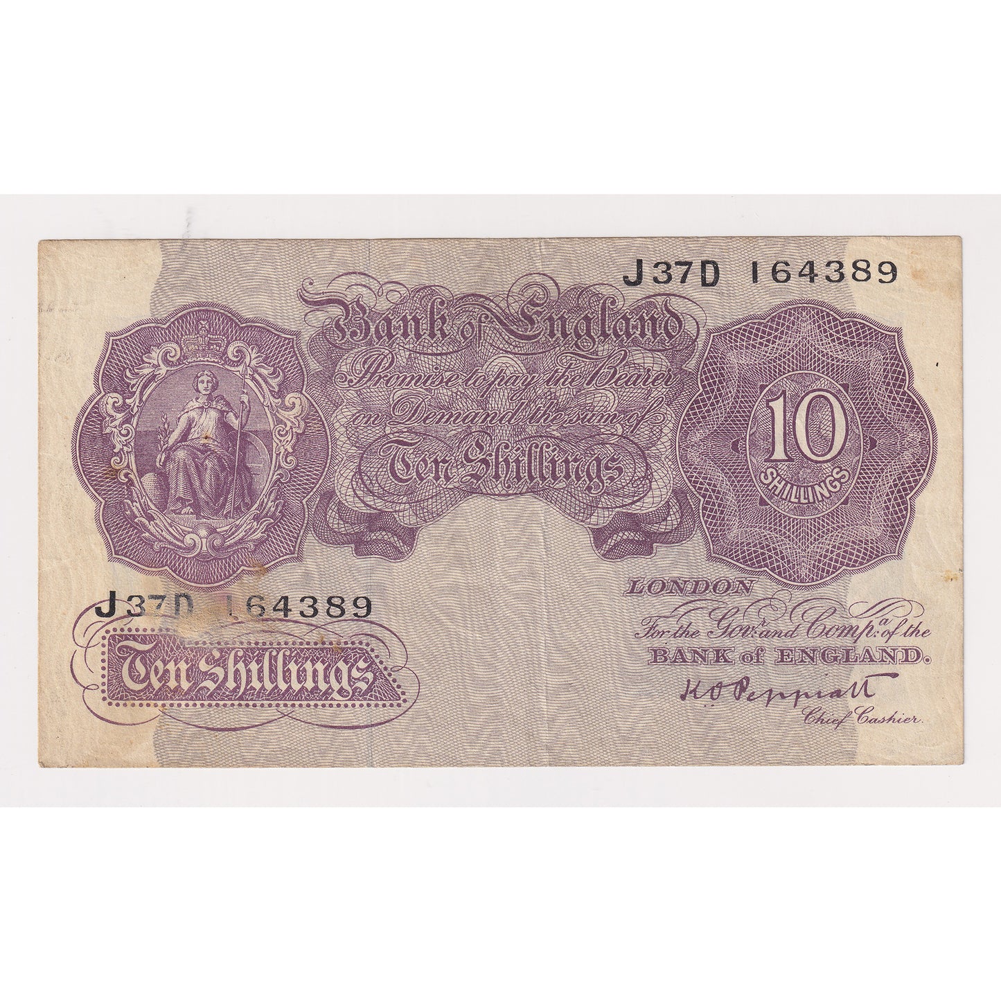 Great Britain Wartime 10 Shilling Note, Pick #366, VF-EF (VF30)