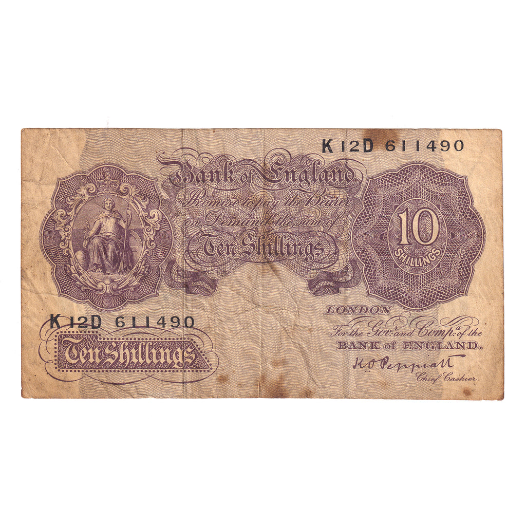 Great Britain Wartime 10 Shilling Note, Pick #366, F-VF (F15)