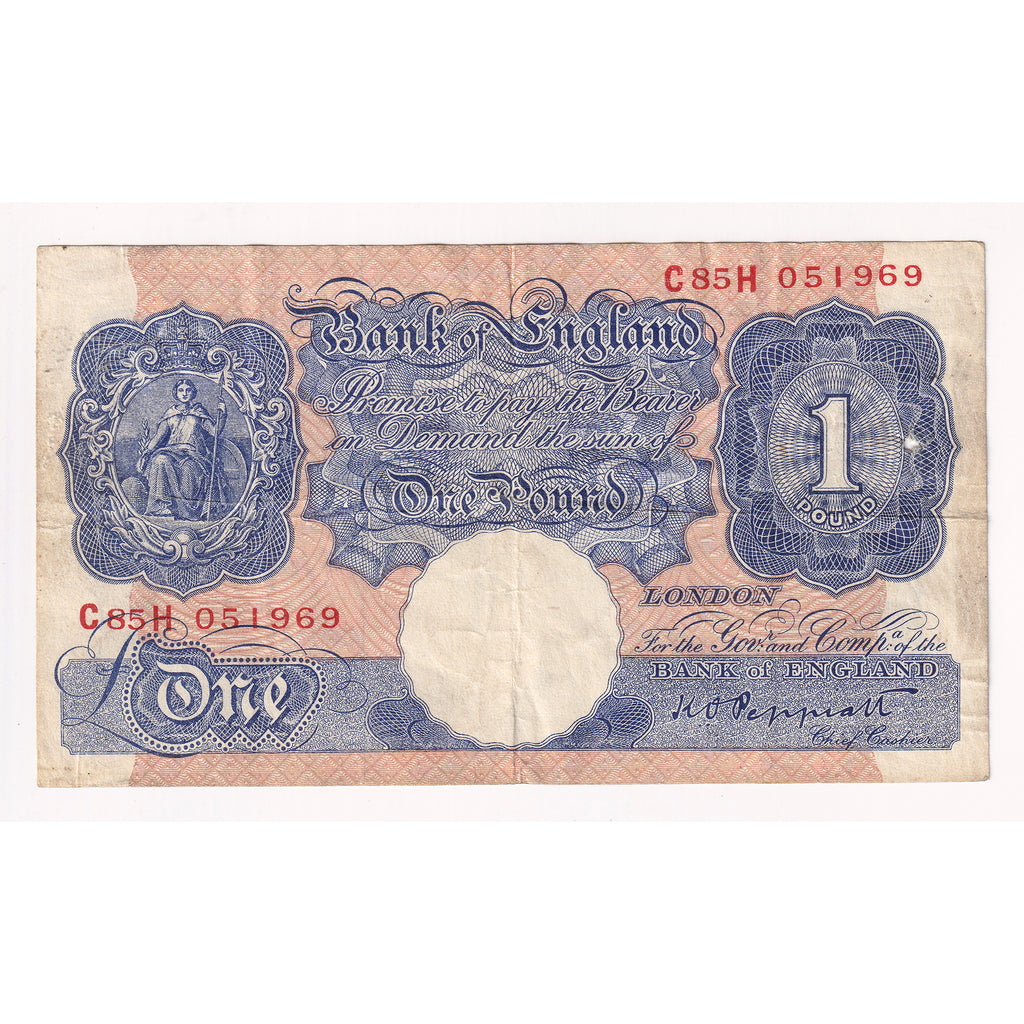 Great Britain Wartime 1 Pound Note, Pick #367, VF-EF (VF30)