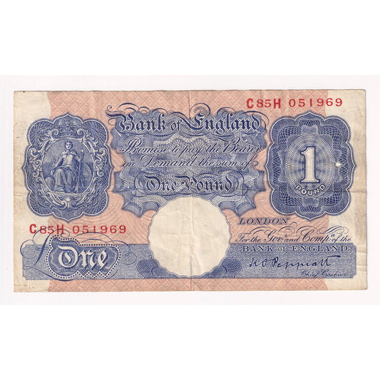 Great Britain Wartime 1 Pound Note, Pick #367, VF-EF (VF30)