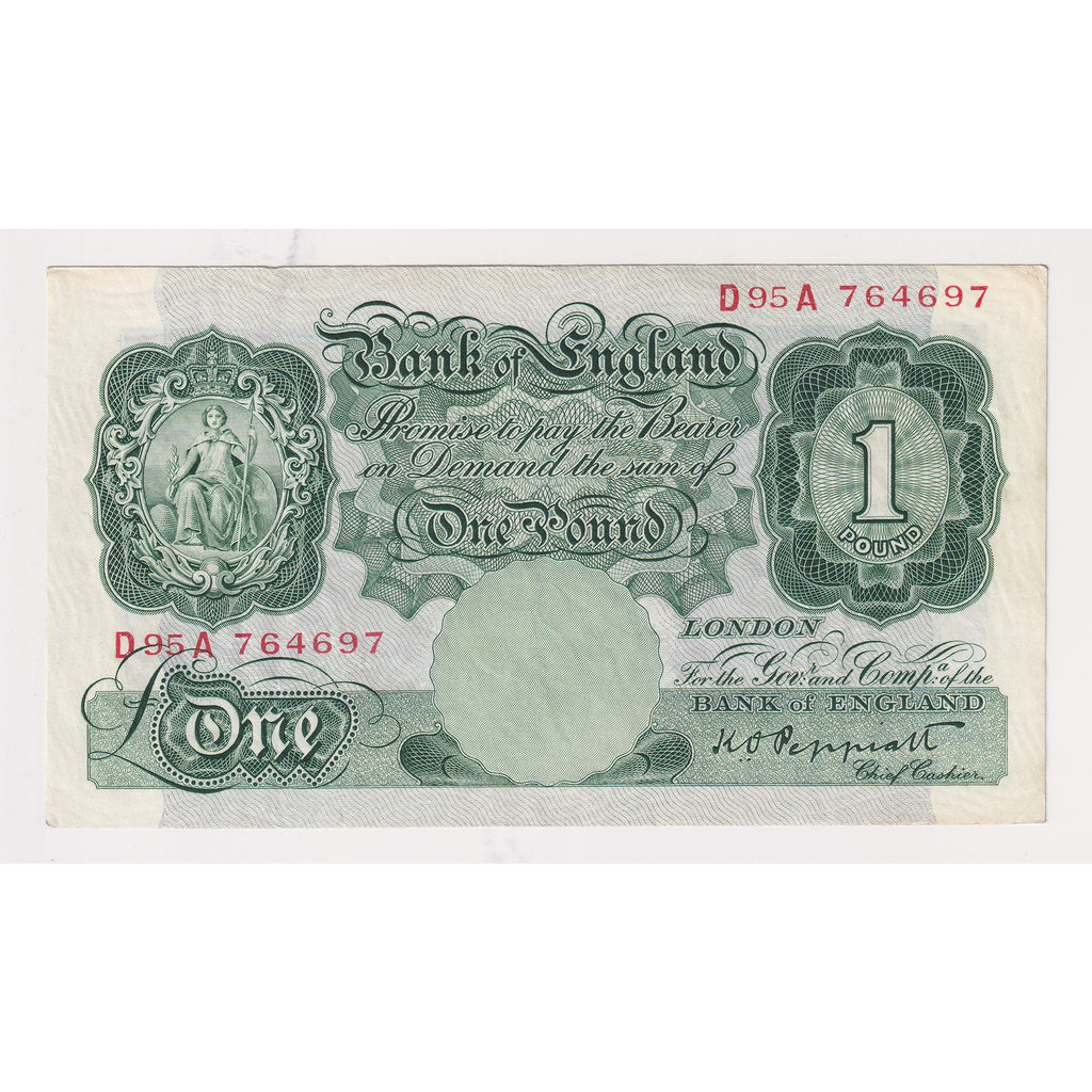 Great Britain 1948 1 Pound Note, Pick #369a, EF-AU (EF45)