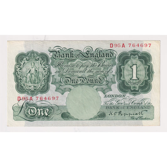 Great Britain 1948 1 Pound Note, Pick #369a, EF-AU (EF45)