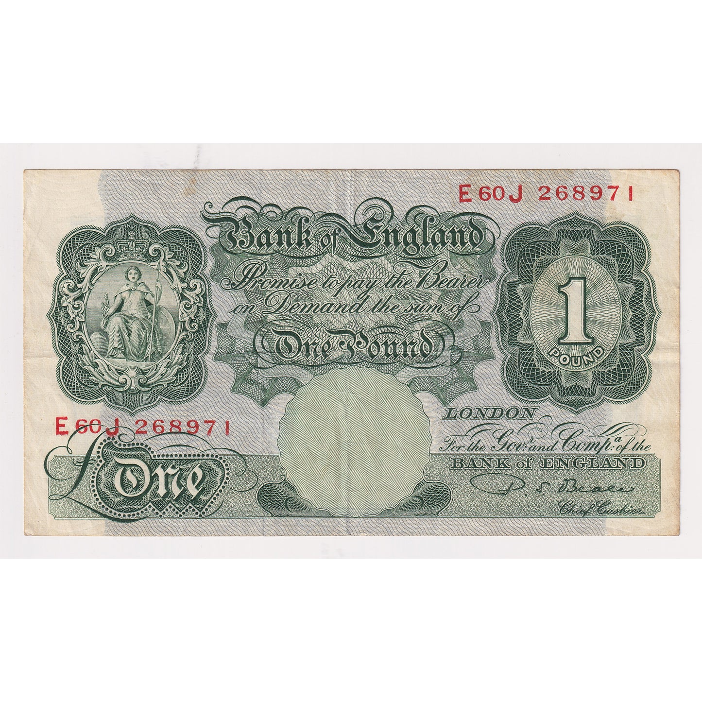 Great Britain 1950 1 Pound Note, Pick #369b, Extra Fine (EF40)