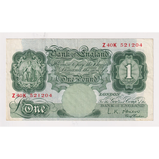Great Britain 1955 1 Pound Note, Pick #369, Extra Fine (EF40)