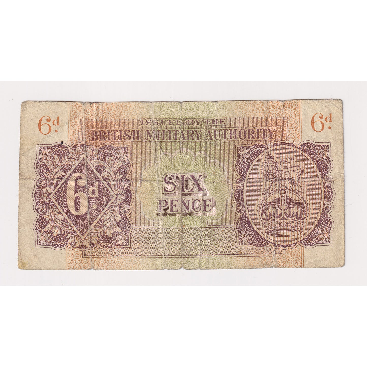 British Armed Forces 1943 6 Pence Note, Pick #M1, Fine (F12)