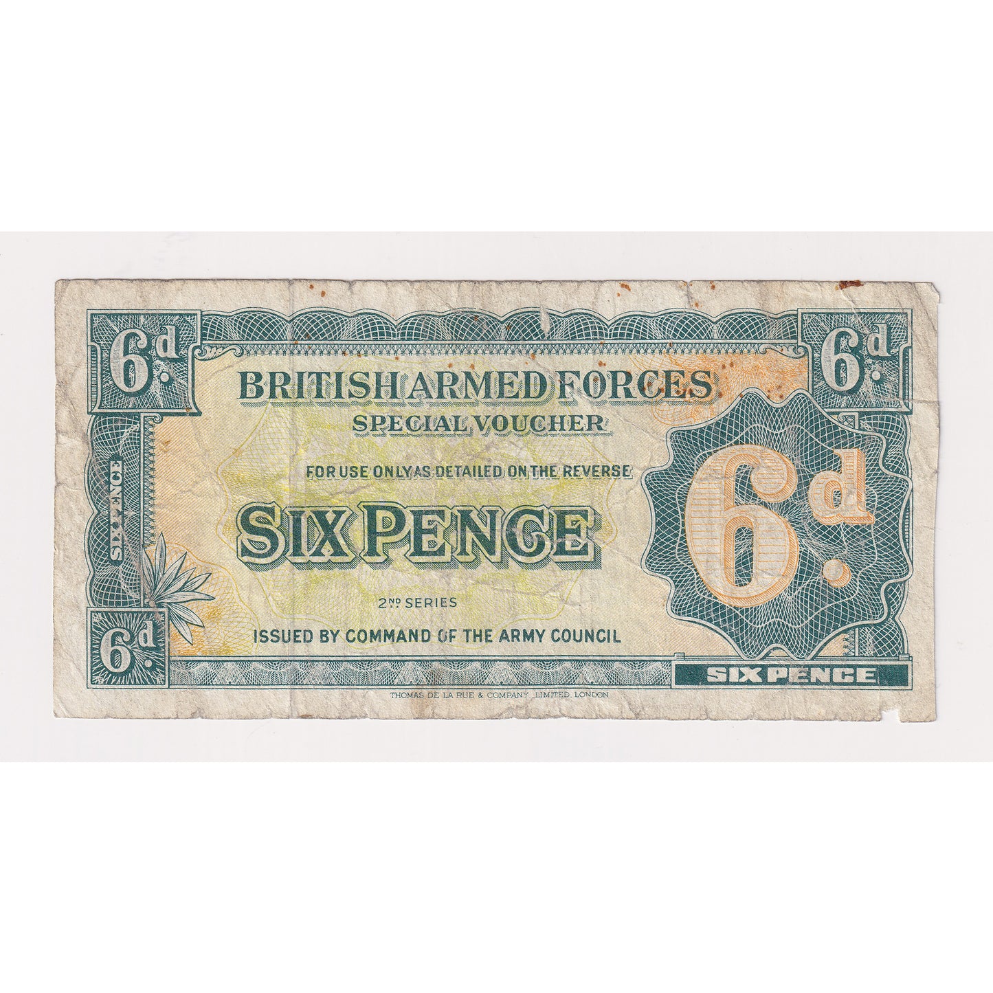 British Armed Forces 1948 6 Pence Note, Pick #M17