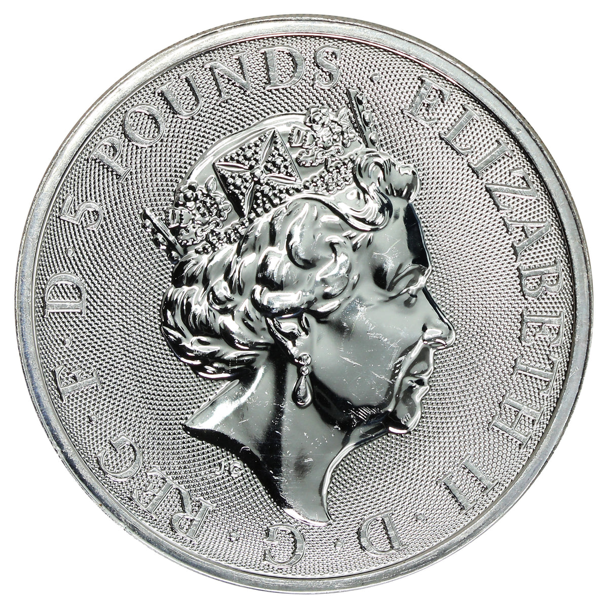 2021 GB £5 Queen's Beast: White Greyhound 2oz Silver (No Tax)