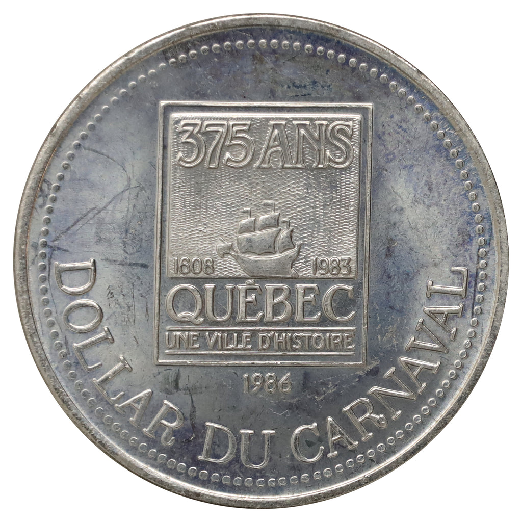 1986 Dollar du Carnaval de Quebec Trade Token: Effigie du Bonhomme Carnaval ~ 1983