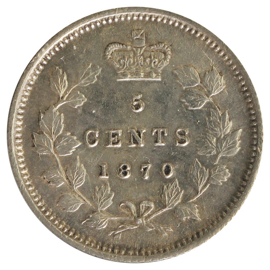 1870 Narrow Rim Canada 5-cents Extra Fine (EF-40) Wizzed