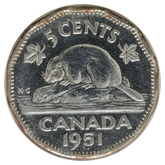 1951 Canada 5-cents Brilliant Uncirculated (MS-63) Corrosion