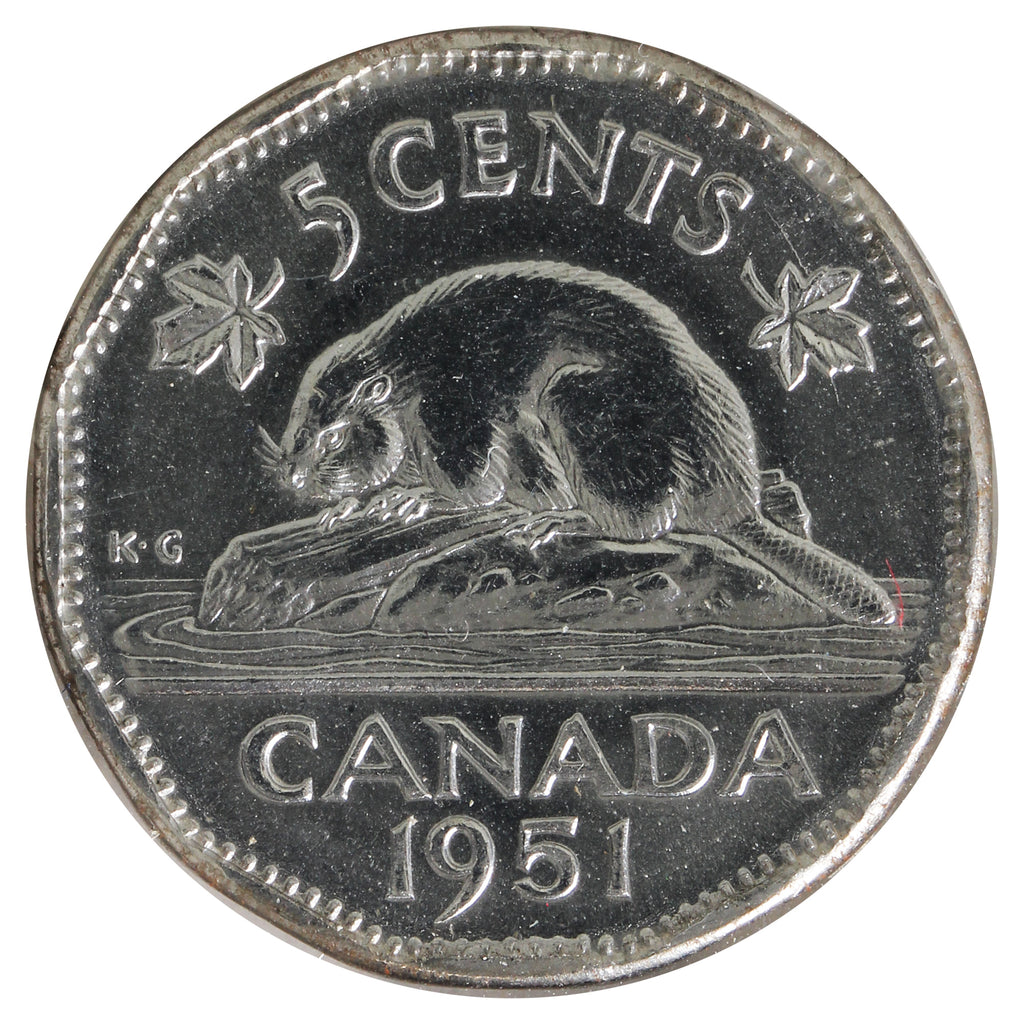 1951 Canada 5-cents Brilliant Uncirculated (MS-63) Scratched