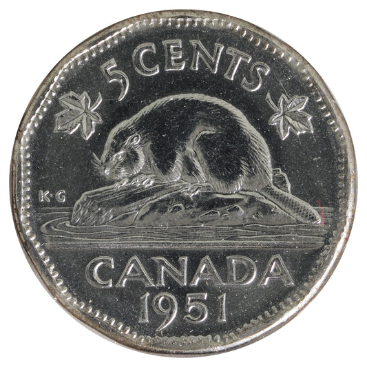 1951 Canada 5-cents Brilliant Uncirculated (MS-63) Scratched