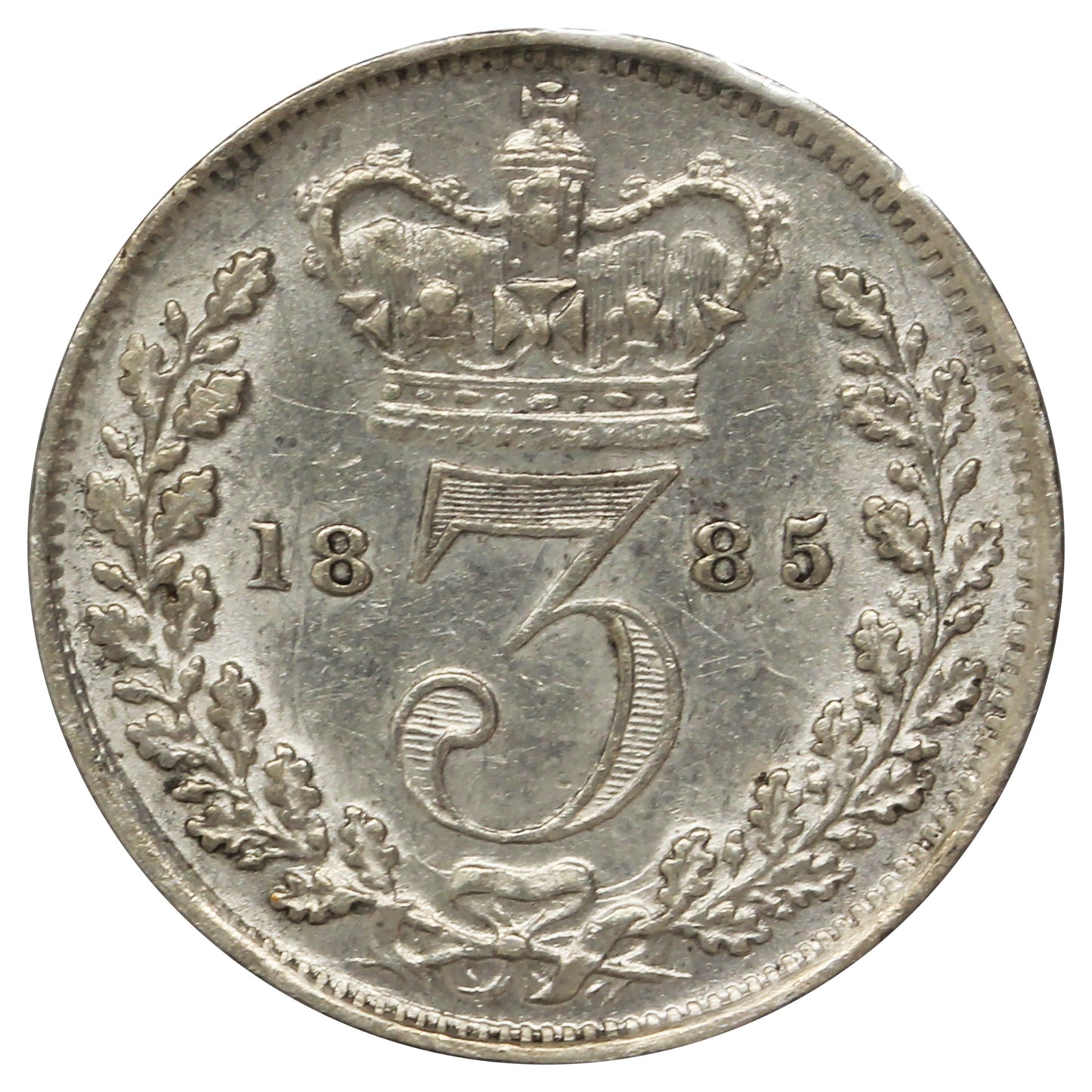 Great Britain 1885 3 Pence EF-AU (EF45) Scratched
